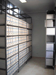 Perspectiva del dep&oacute;sito del Archivo desde el &uacute;ltimo pasillo