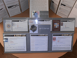Detalle de los paneles con las fichas bibliogr&aacute;ficas de revistas electr&oacute;nicas disponibles en la red